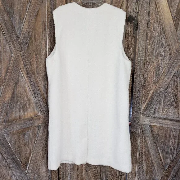 J. Jill Pure Jill Elements Long Vest Women's M Ivory White Sherpa Faux Shearling - Picture 6 of 11